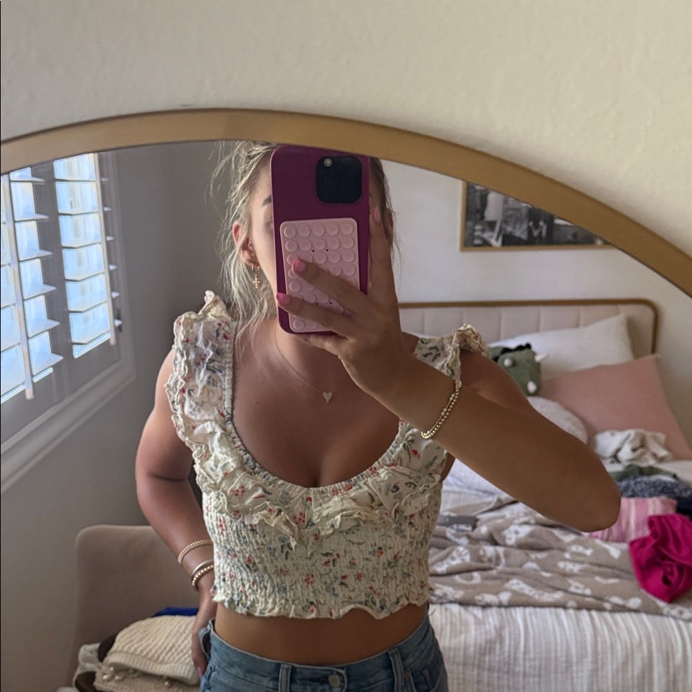 Elegant Floral Ruffle Blouse
